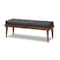 Baxton Studio Linus Mid-Century Dark Grey Upholstered and Button Tufted Wood Bench 156-9302 - alternate 1
